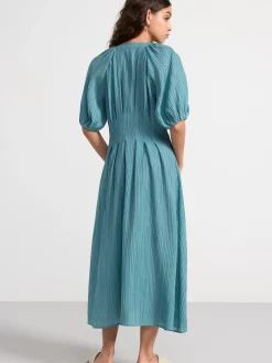 Klänningar>Lindex Strukturerad Maxiklanning Med Puffarm Turquoise
