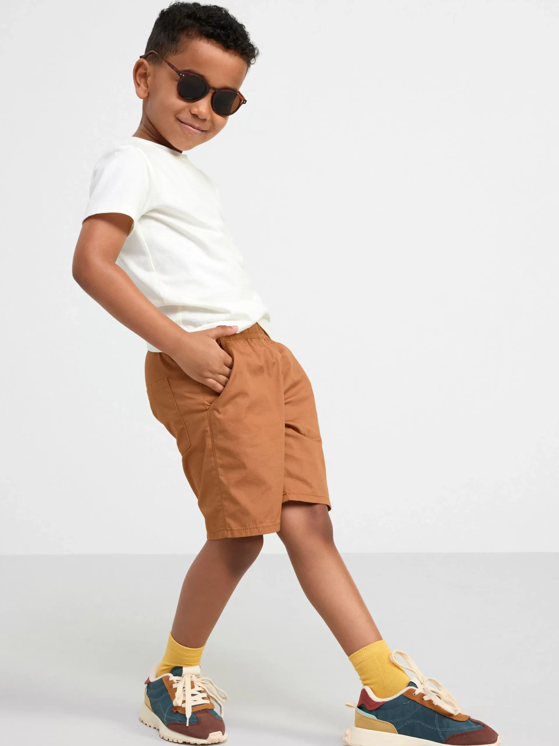 Byxor & Leggings>Lindex Sven Poplinshorts Med Raka Ben Och Normalhog Midja Brown