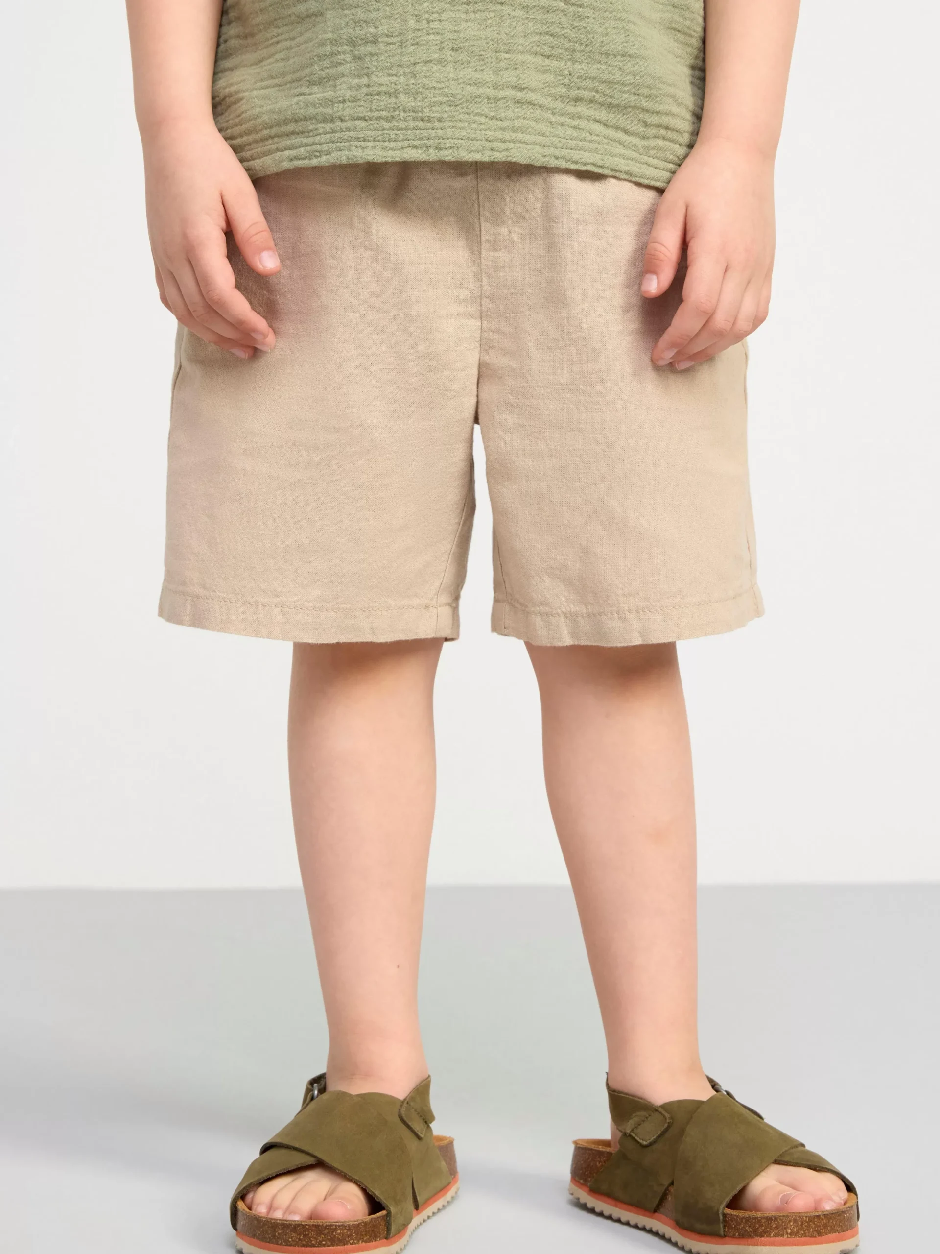 Byxor & Leggings>Lindex Sven Shorts Med Normalhog Midja Och Rakt Ben I Linneblandning Beige