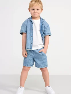 Byxor & Leggings>Lindex Svenshorts Med Normalhog Midja Och Rakt Ben Denim