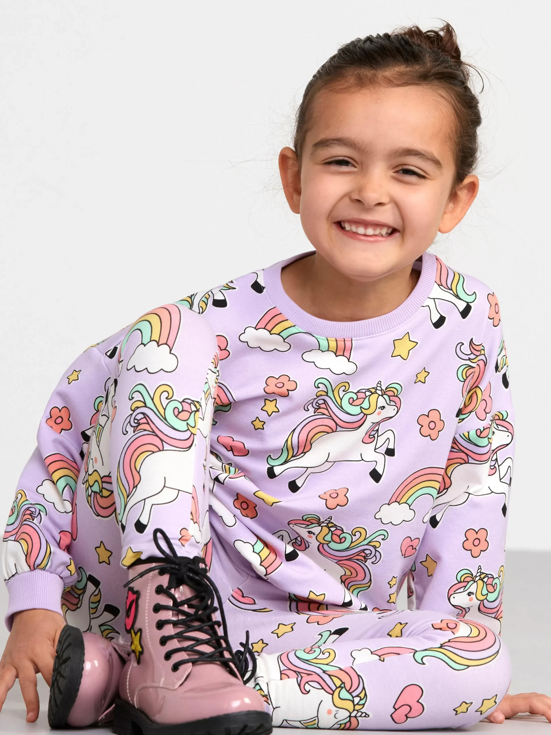 Tröjor & Cardigans>Lindex Sweatshirt Med Borstad Insida Och Enhorningar Light Lilac