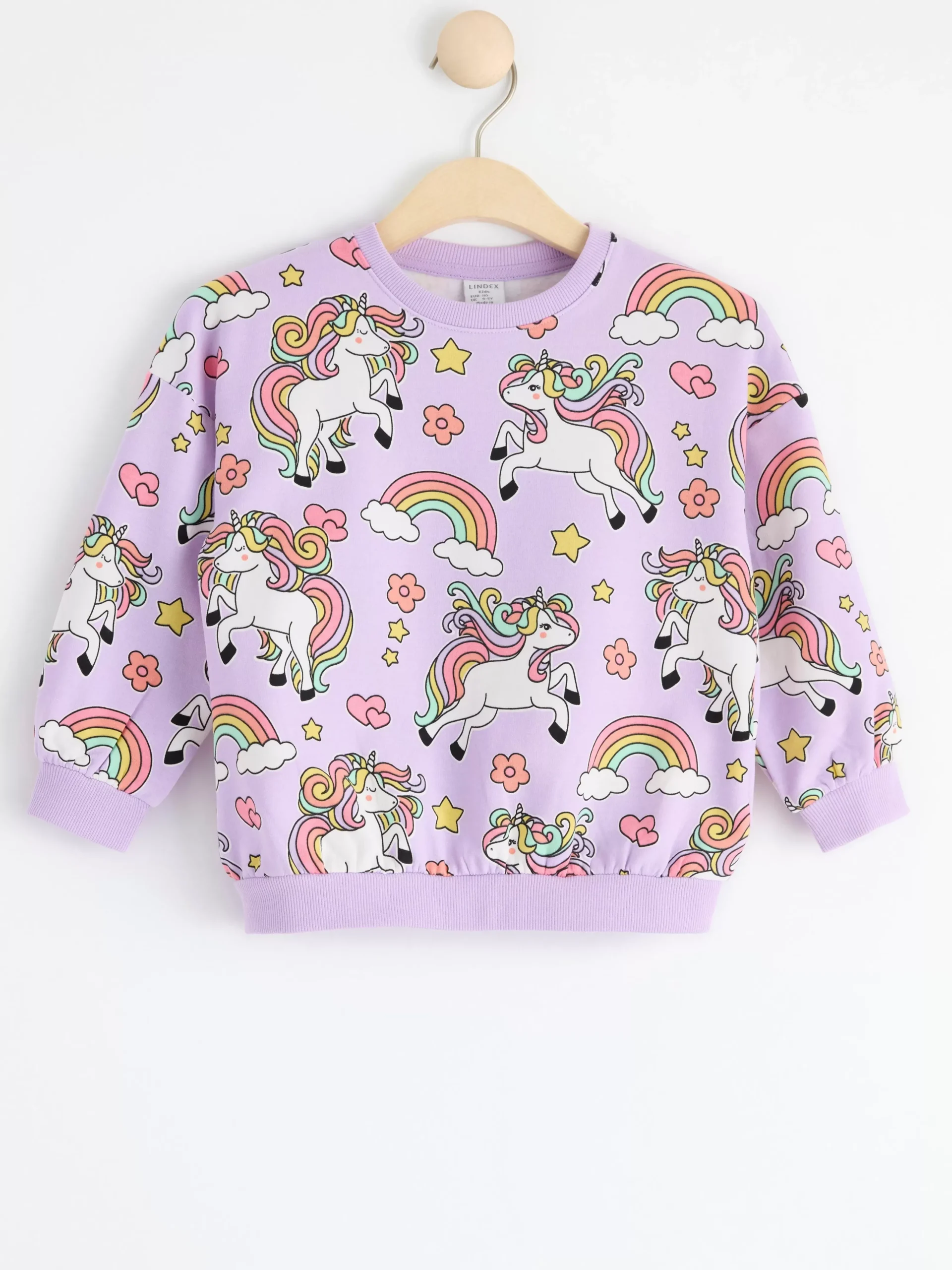 Tröjor & Cardigans>Lindex Sweatshirt Med Borstad Insida Och Enhorningar Light Lilac