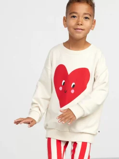 Tröjor & Cardigans>Lindex Sweatshirt Med Borstad Insida Och Hjarta Light Beige