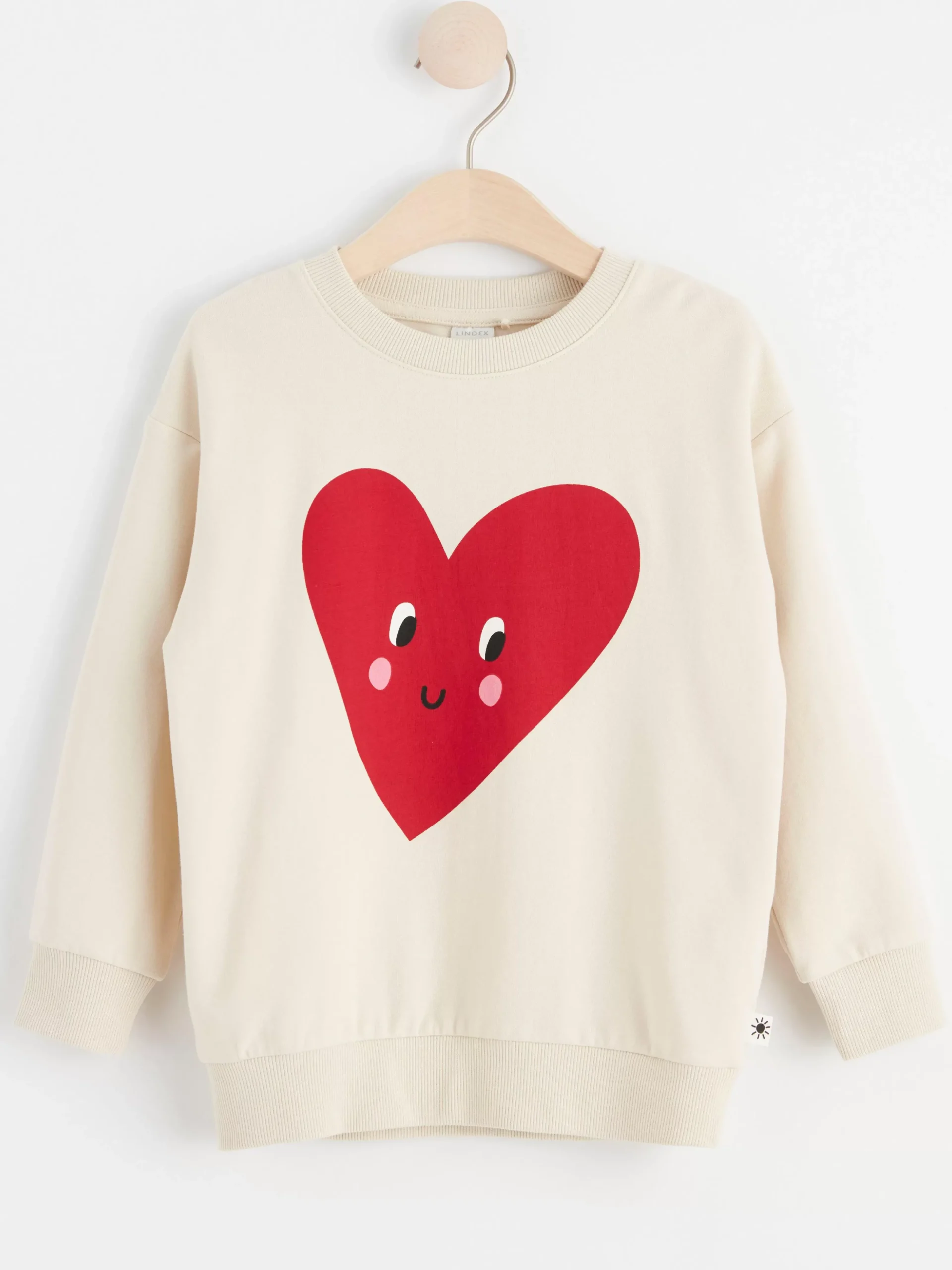 Tröjor & Cardigans>Lindex Sweatshirt Med Borstad Insida Och Hjarta Light Beige
