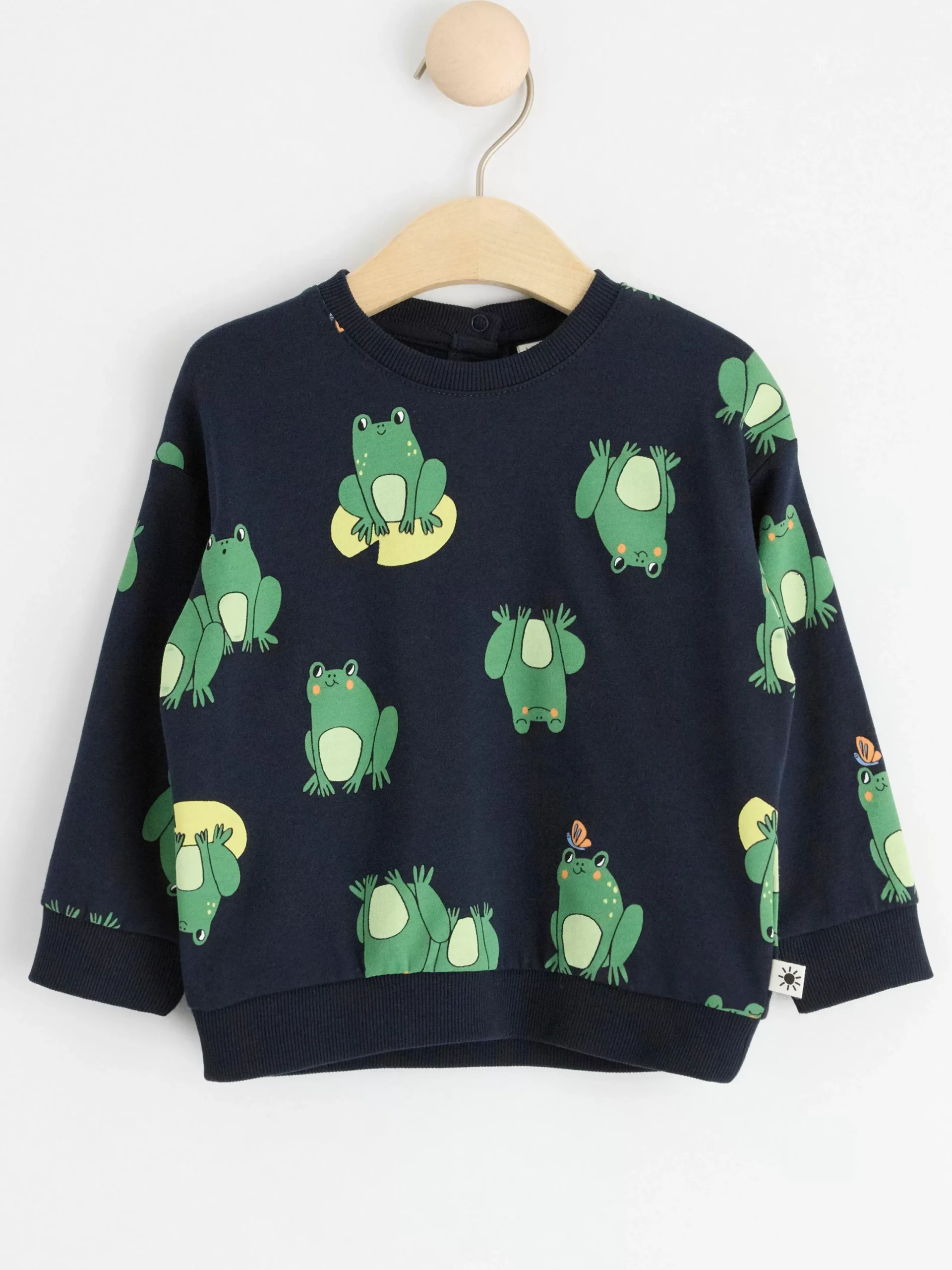 Tröjor & Cardigans>Lindex Sweatshirt Med Borstad Insida Och Grodor Dark Navy