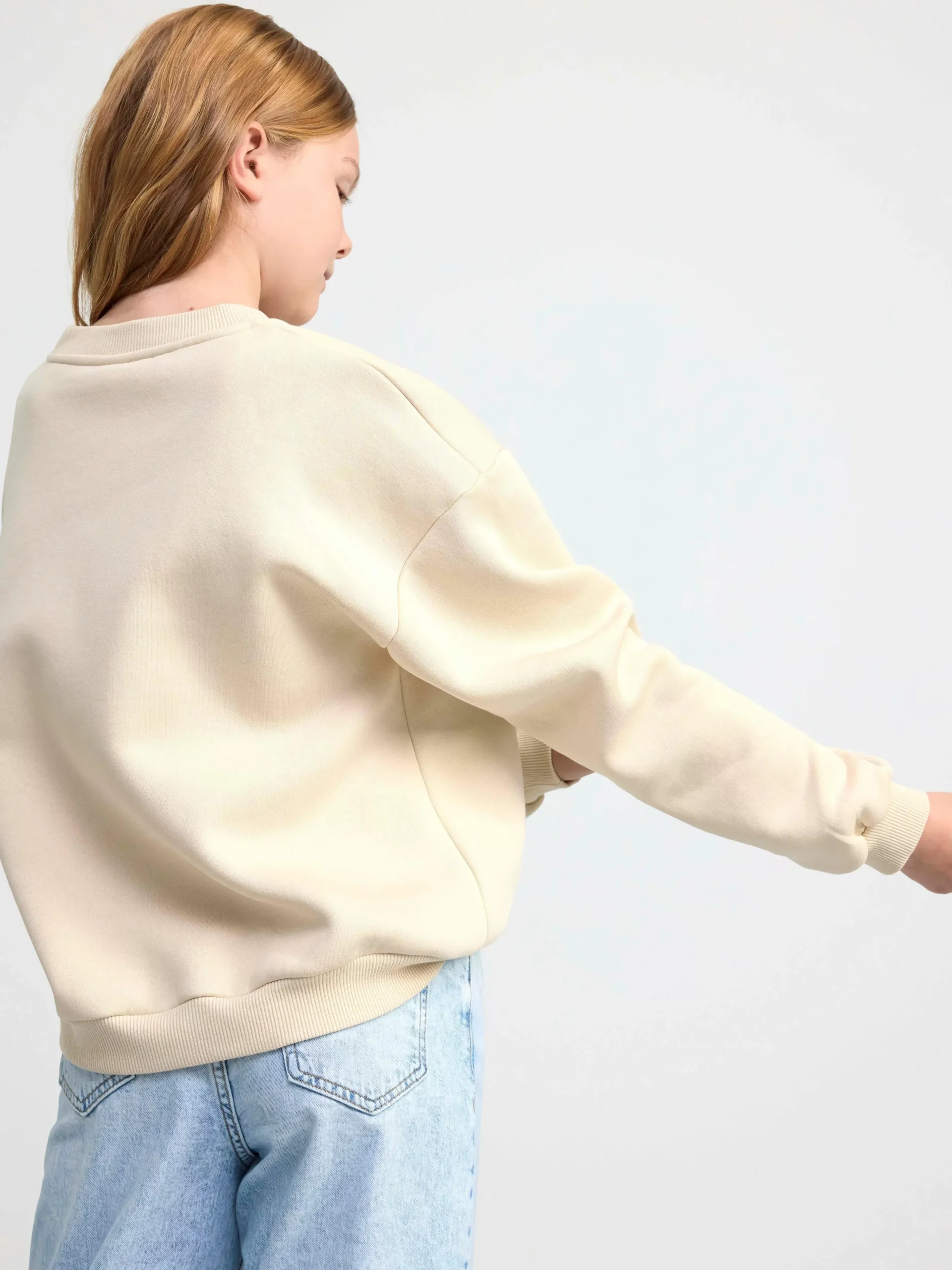 Tröjor & Cardigans>Lindex Sweatshirt Med Borstad Insida Och Tryck Light Beige