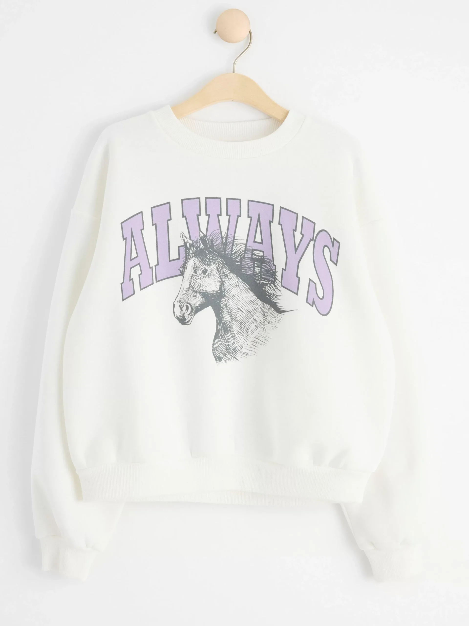Tröjor & Cardigans>Lindex Sweatshirt Med Borstad Insida Light Dusty White