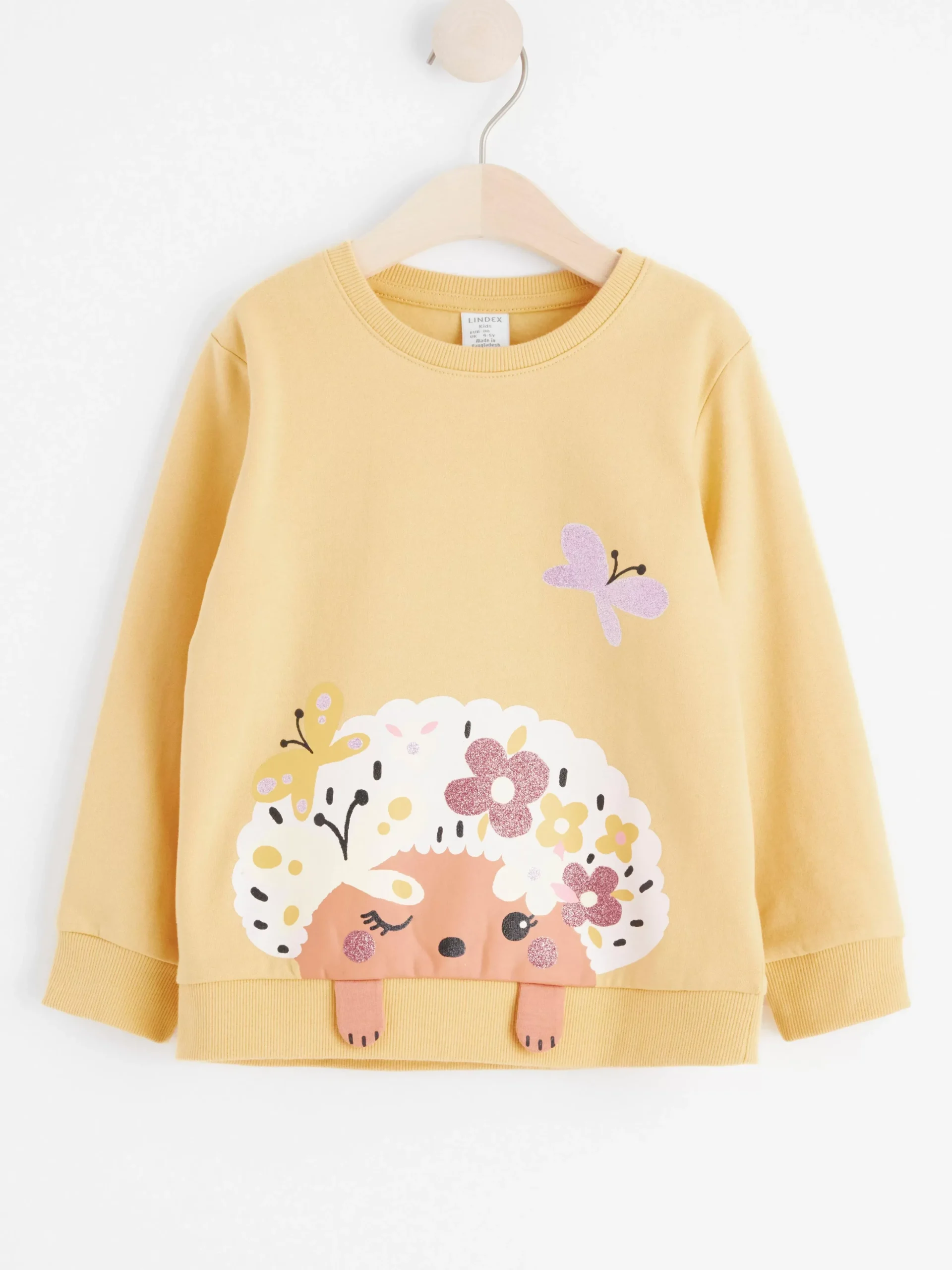 Tröjor & Cardigans>Lindex Sweatshirt Med Igelkott Och Borstad Insida Light Dusty Yellow