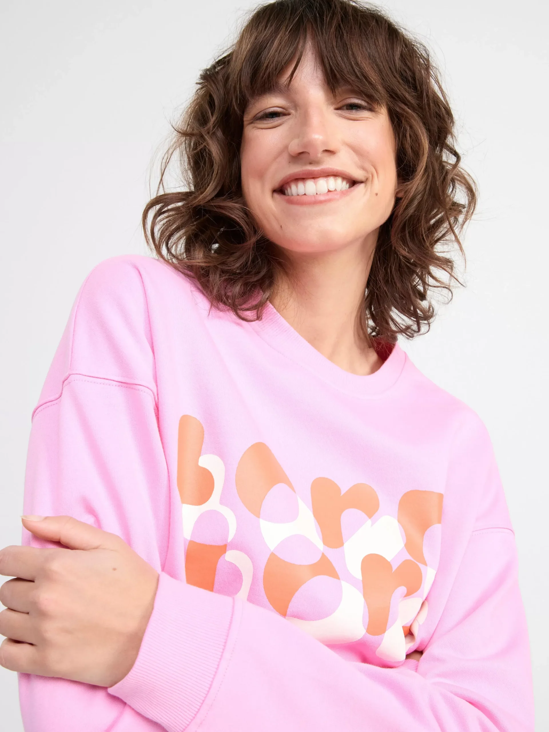 Tröjor & Cardigans>Lindex Sweatshirt Med Lovetryck Och Borstad Insida Light Pink