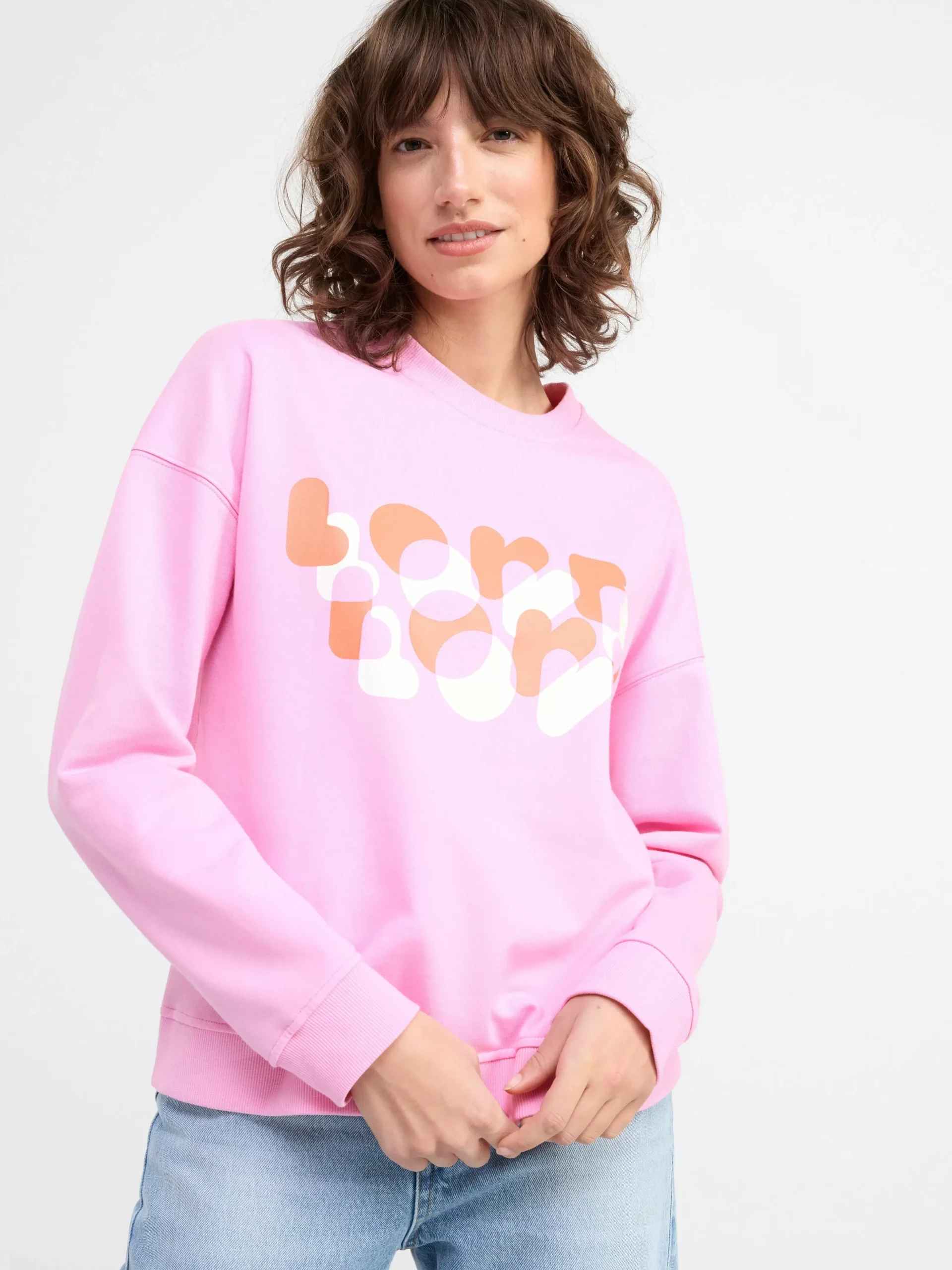 Tröjor & Cardigans>Lindex Sweatshirt Med Lovetryck Och Borstad Insida Light Pink
