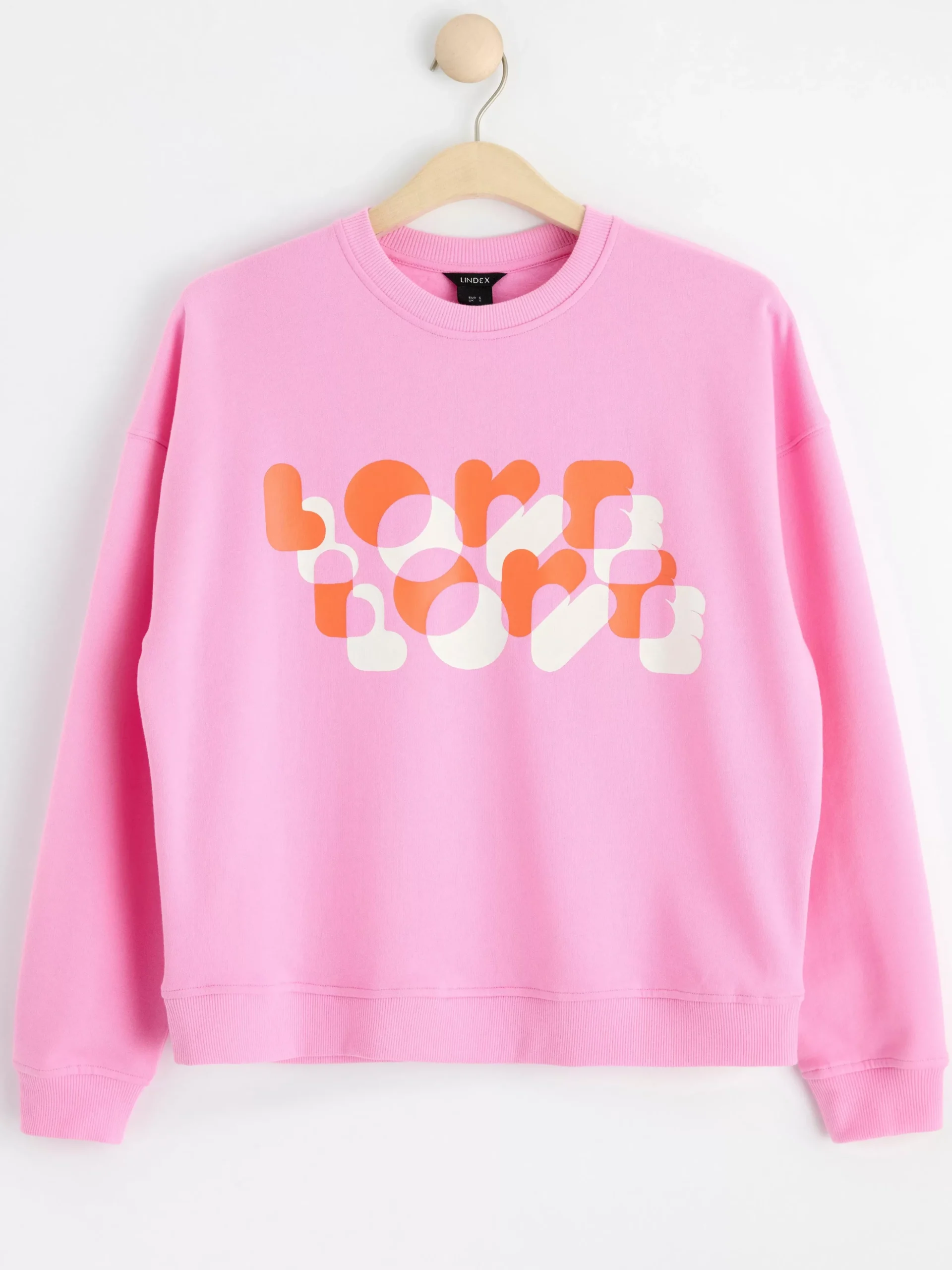 Tröjor & Cardigans>Lindex Sweatshirt Med Lovetryck Och Borstad Insida Light Pink