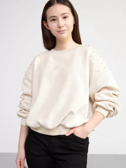 Tröjor & Cardigans>Lindex Sweatshirt Med Parlor Och Borstad Insida Light Beige Melange