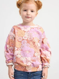 Tröjor & Cardigans>Lindex Sweatshirt Med Puffarm Och Borstad Insida Dark Dusty Pink