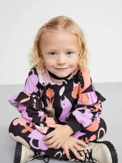 Tröjor & Cardigans>Lindex Sweatshirt Med Volang Och Borstad Insida Off Black