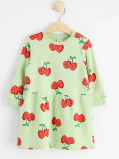 Klänningar>Lindex Sweatshirtklanning Med Korsbarshjartan Light Green