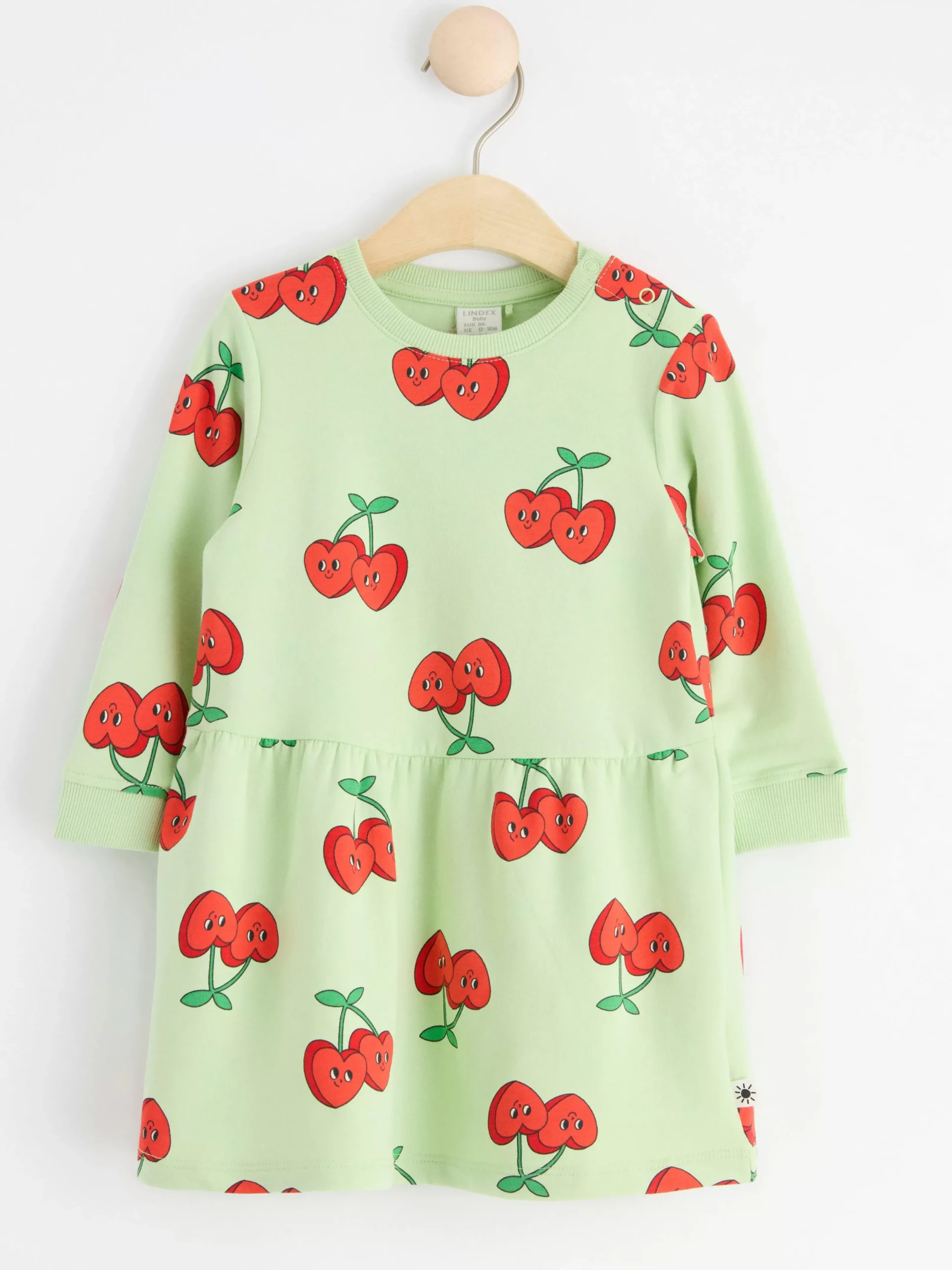 Klänningar>Lindex Sweatshirtklanning Med Korsbarshjartan Light Green
