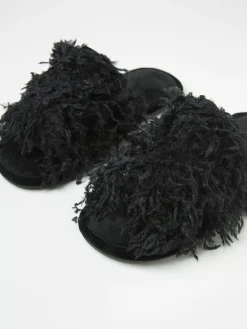Nattplagg>Lindex Tofflor Med Fuskfjadrar Black