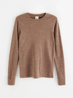 Ytterkläder>Lindex Topp I Merinoull Brown Melange