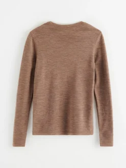 Ytterkläder>Lindex Topp I Merinoull Brown Melange
