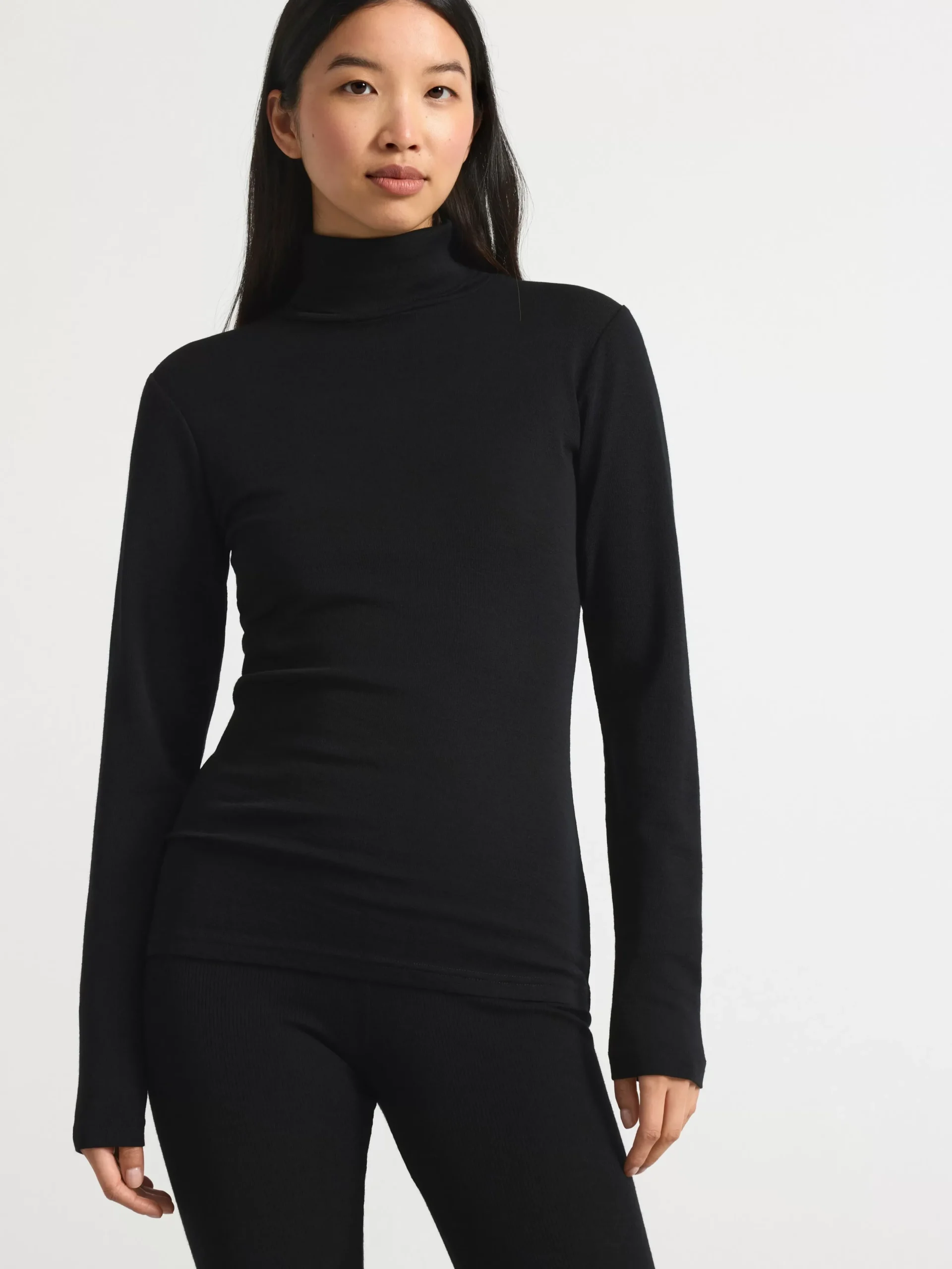 Ullunderställ>Lindex Topp Med Polokrage I Merinoull Black