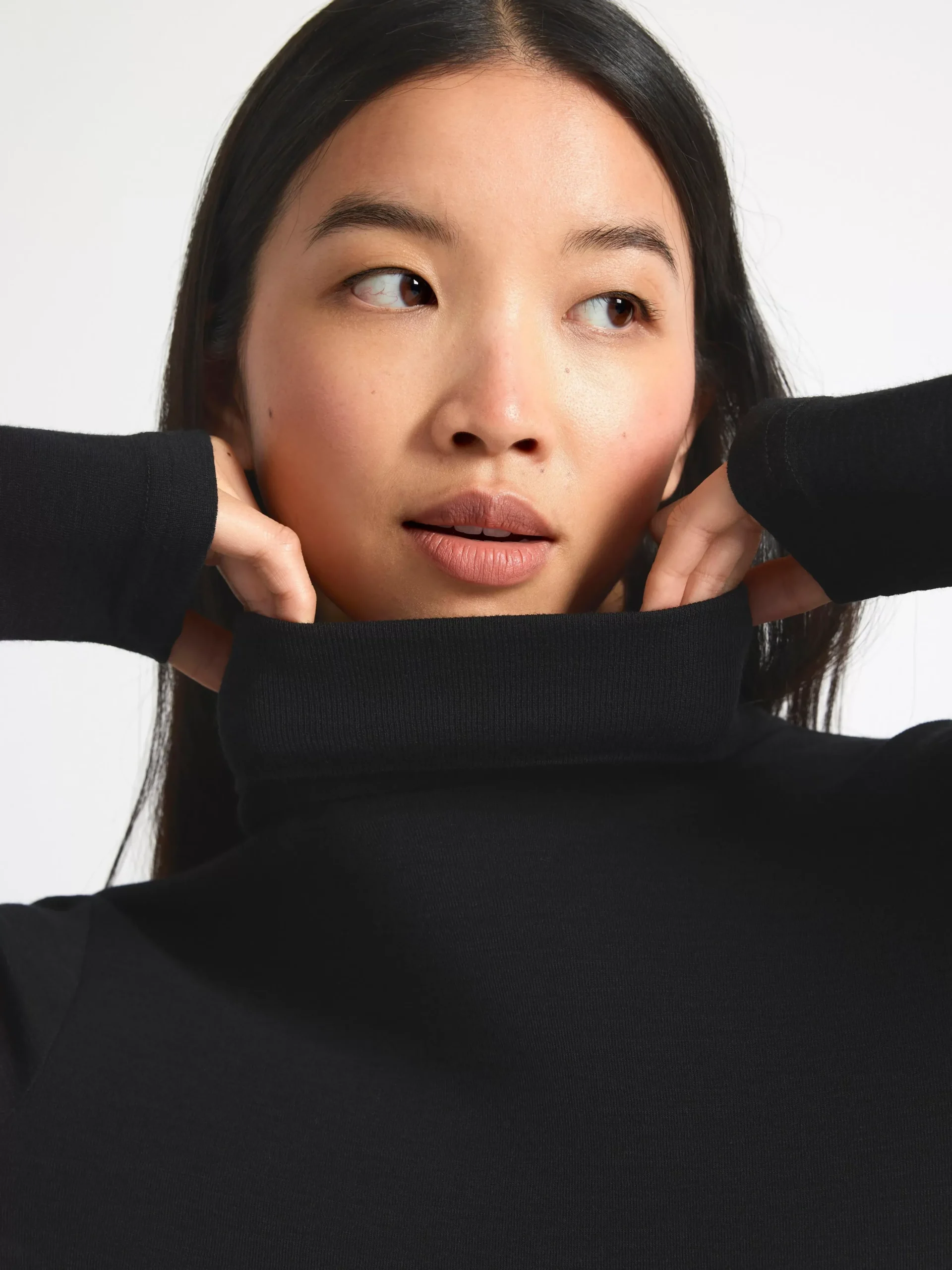 Ullunderställ>Lindex Topp Med Polokrage I Merinoull Black