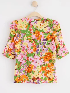 Toppar & T-Shirts>Lindex Topp Med Puffarm Och Blommor Light Pink