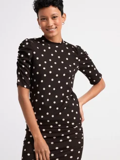 Toppar & T-Shirts>Lindex Topp Med Puffarm Och Struktur Dark Brown
