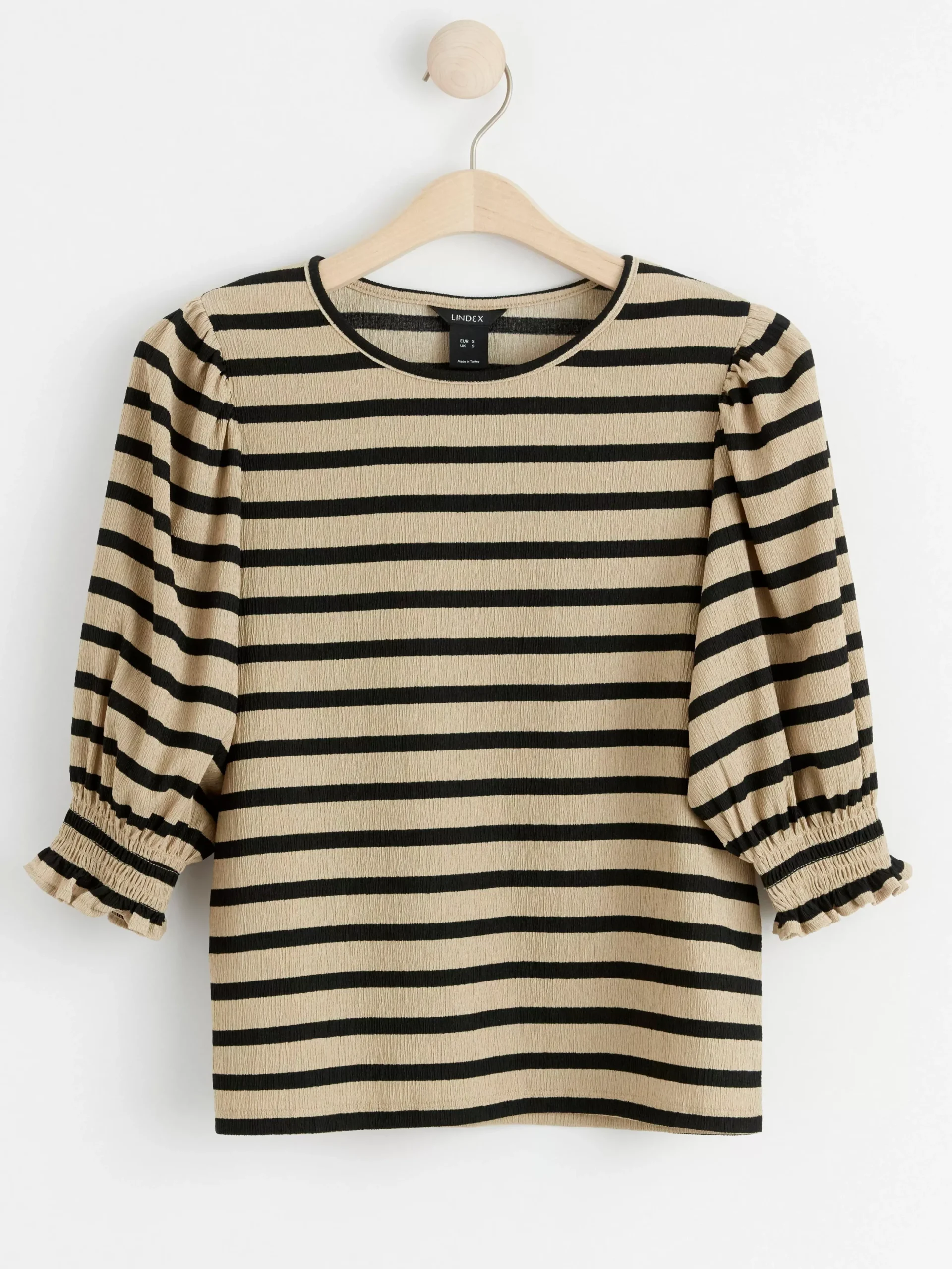 Toppar & T-Shirts>Lindex Topp Med Puffarm Och Struktur Beige