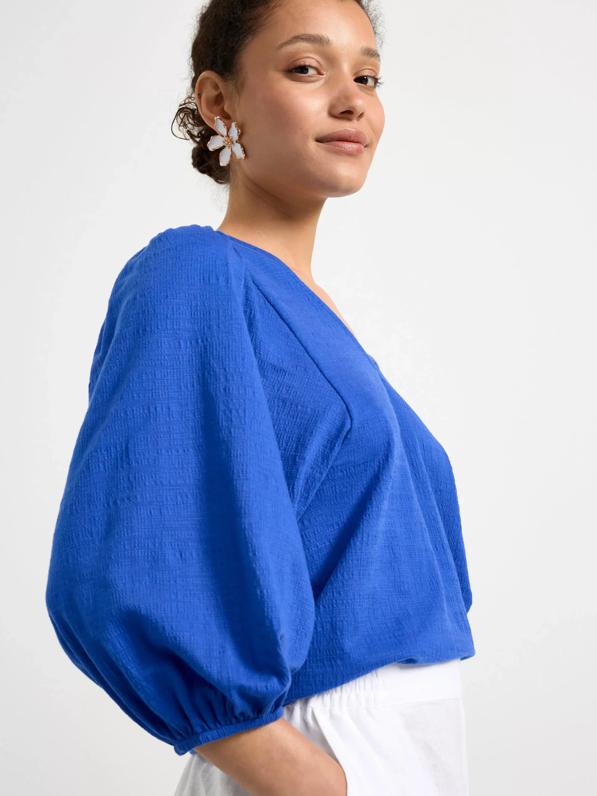 Toppar & T-Shirts>Lindex Topp Med Puffarm Och Struktur Blue