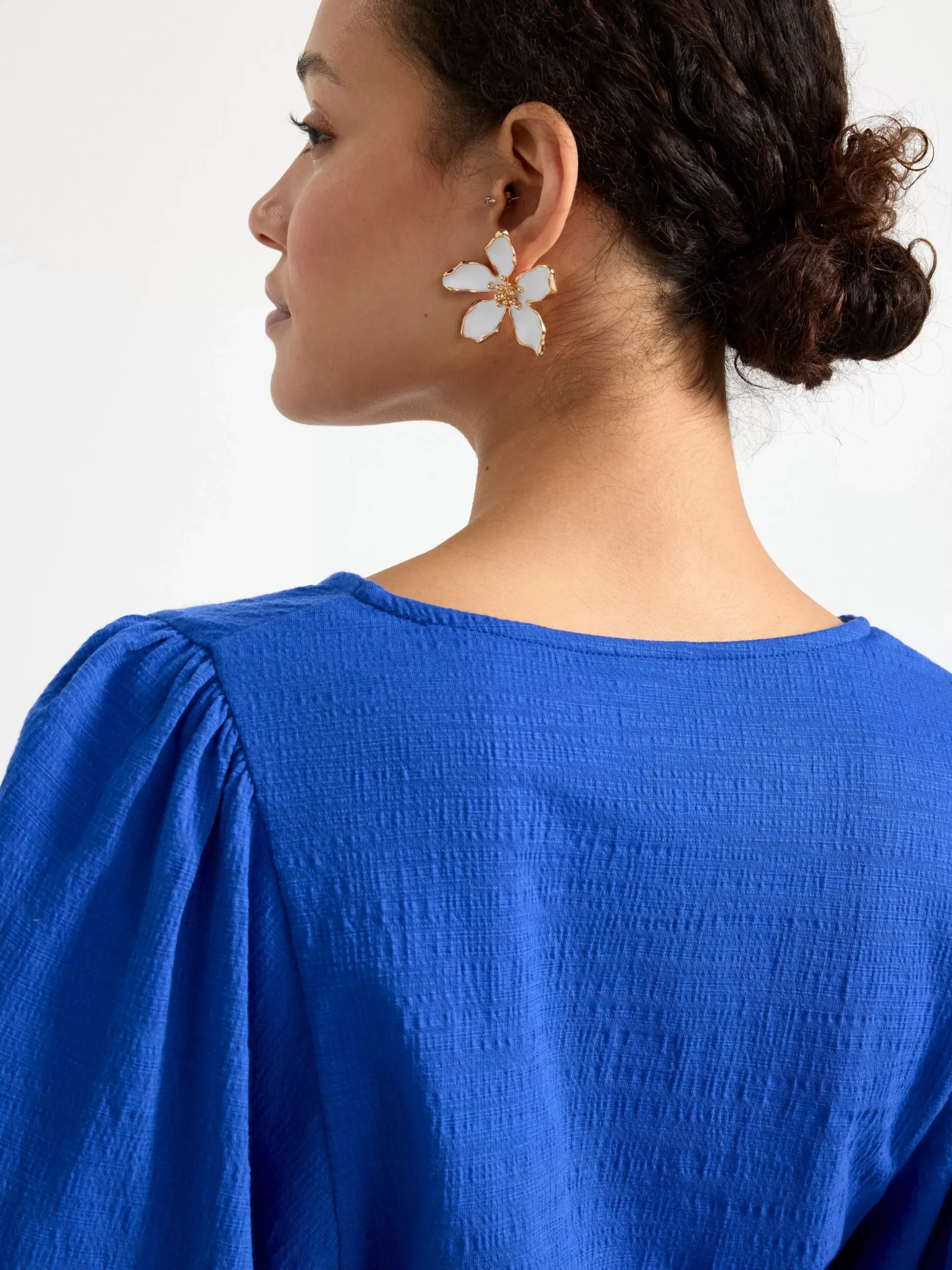 Toppar & T-Shirts>Lindex Topp Med Puffarm Och Struktur Blue