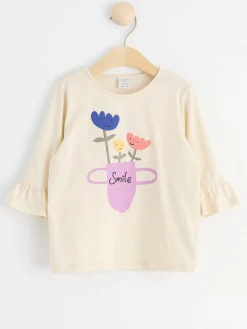 Toppar & T-Shirts>Lindex Topp Med Volangarm Light Beige