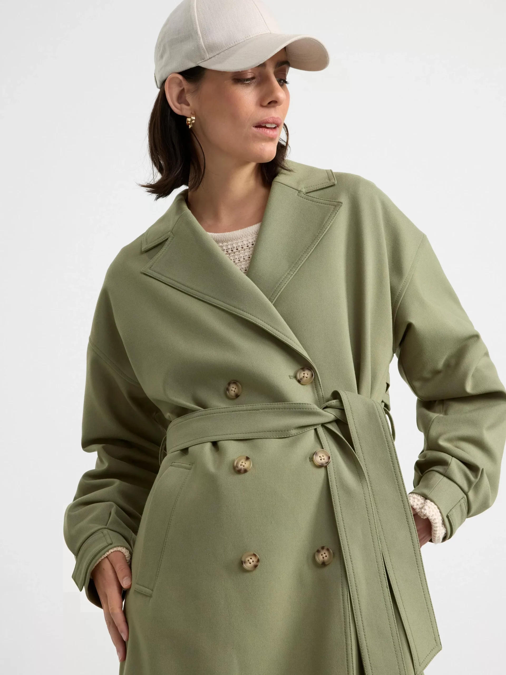 Ytterkläder>Lindex Trenchcoat Med Dubbelknappning Dark Khaki