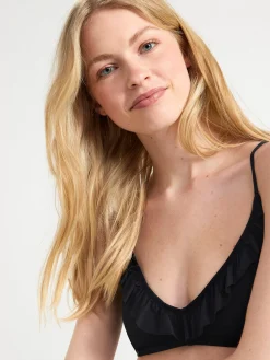Badkläder>Lindex Triangel-Bikinioverdel Med Volang Black