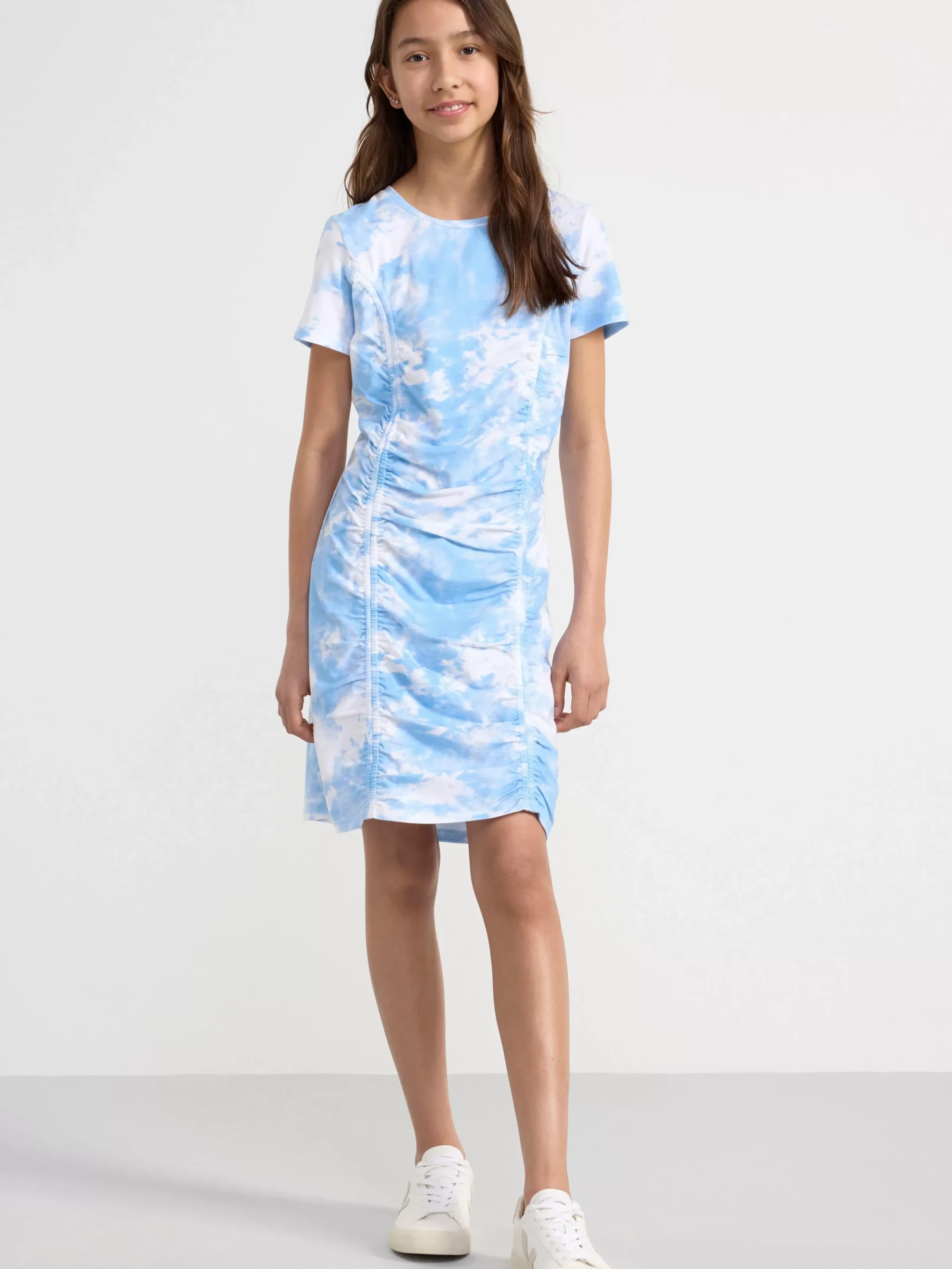 Klänningar>Lindex Trikaklanning Med Rynkade Sommar Light Dusty Blue