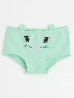 Underkläder>Lindex Trosa Med Djuransikte Och Oron Light Turquoise