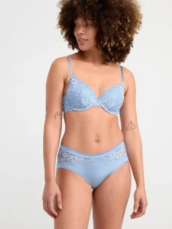 Trosor>Lindex Trosa Med Normalhog Midja Och Spets Light Blue