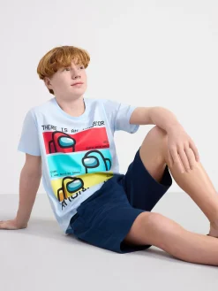 Toppar & T-Shirts>Lindex T-Shirt Med Among Us Light Blue