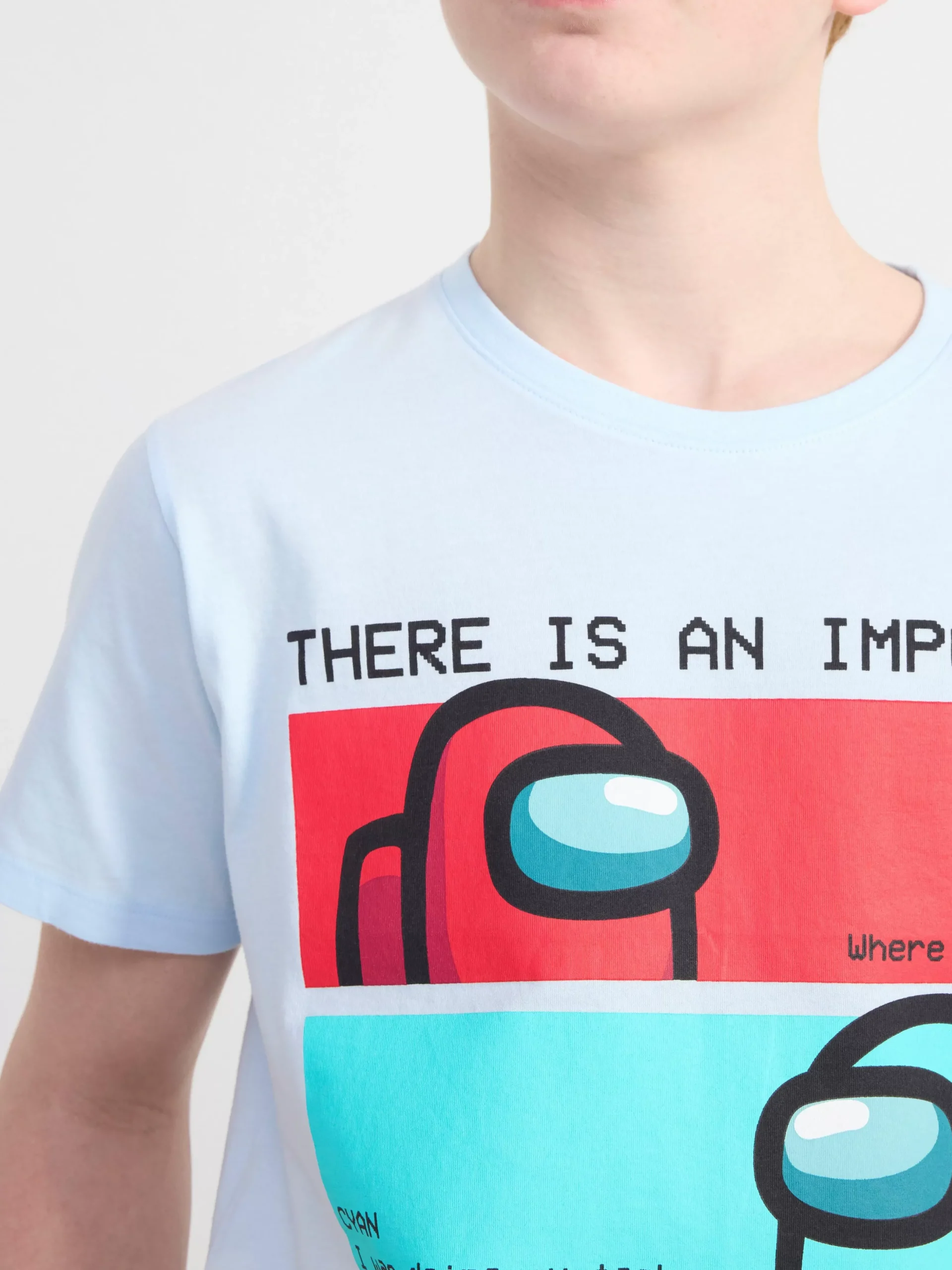 Toppar & T-Shirts>Lindex T-Shirt Med Among Us Light Blue