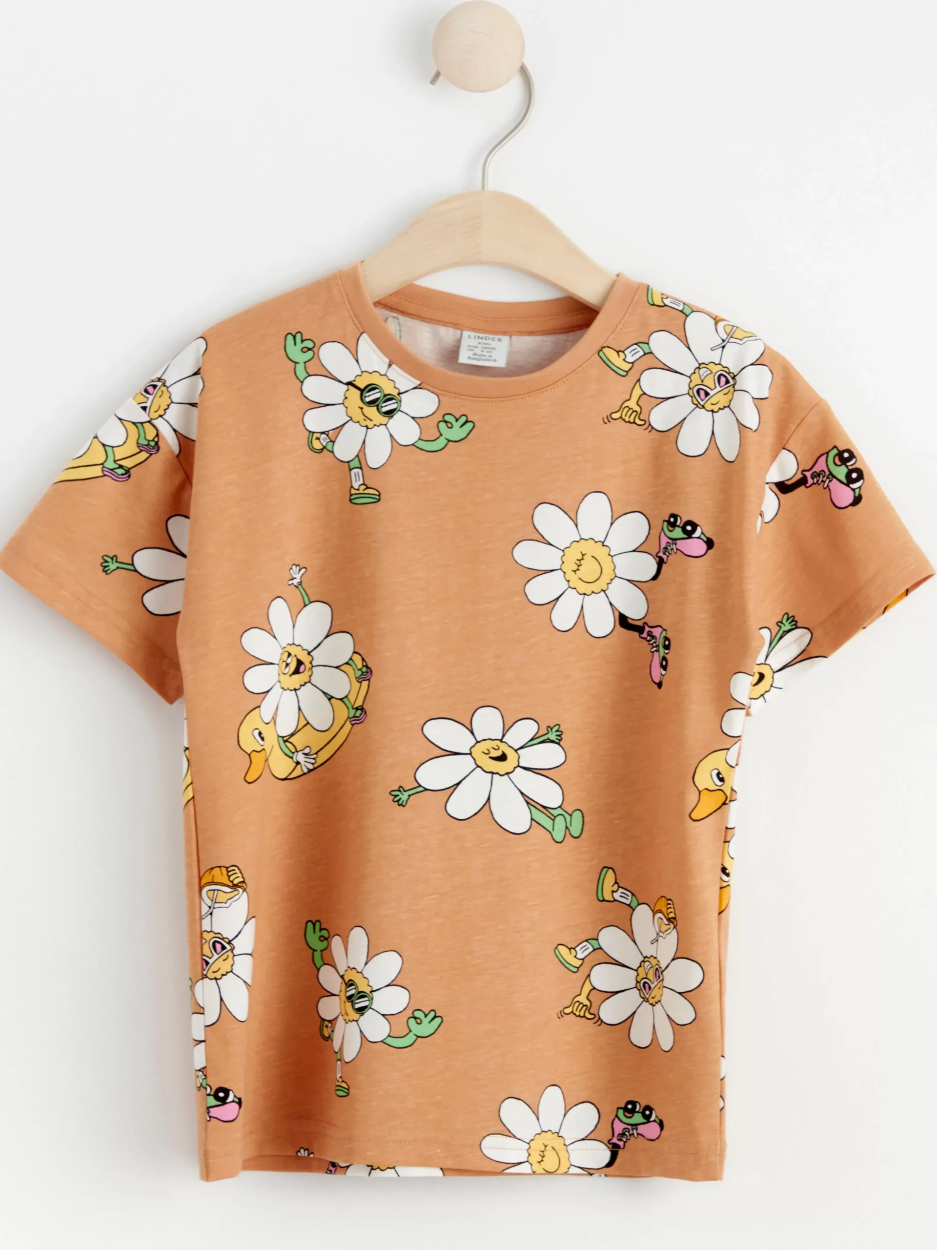 Toppar & T-Shirts>Lindex T-Shirt Med Coola Blommor Dark Beige