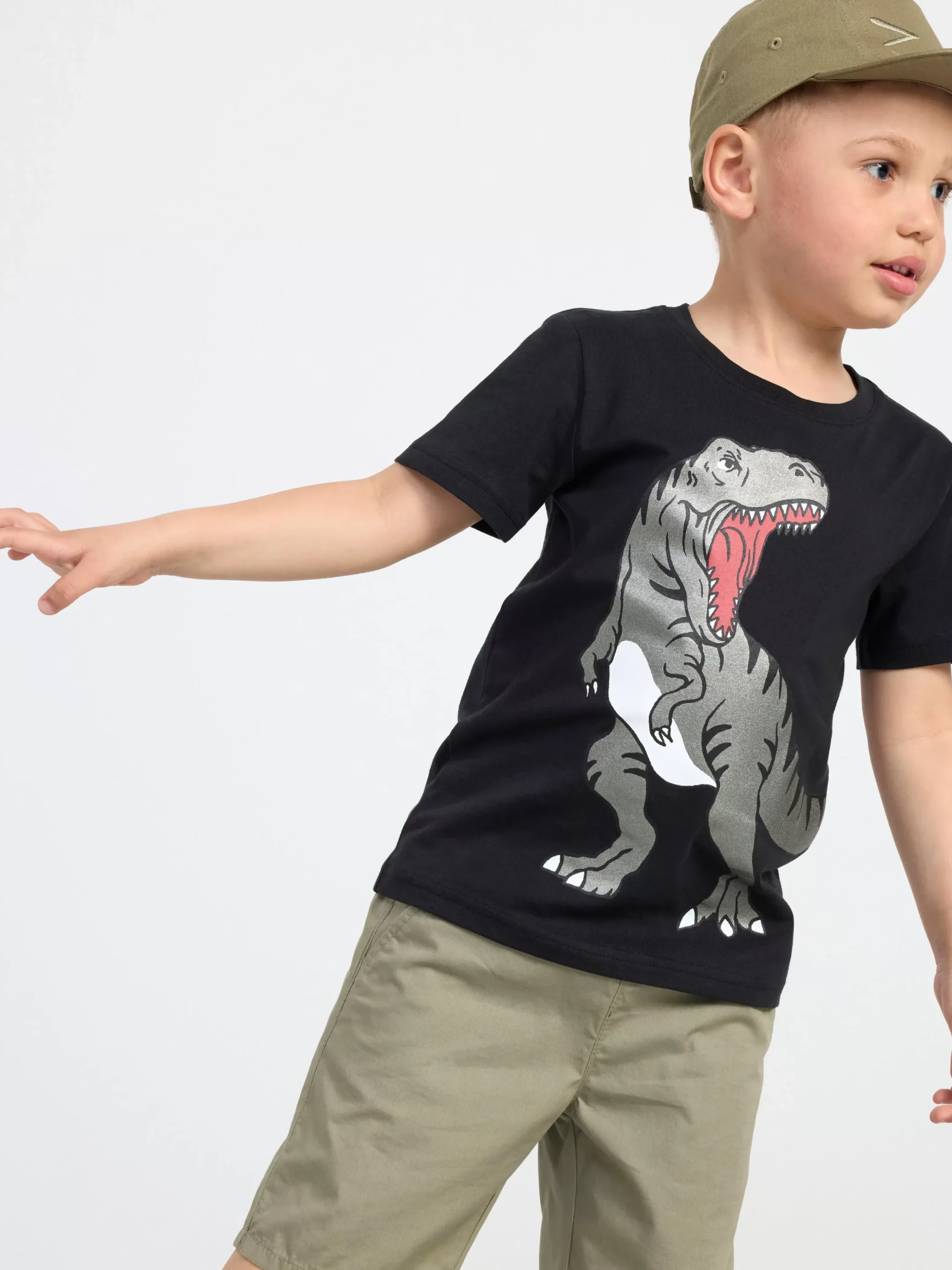Toppar & T-Shirts>Lindex T-Shirt Med Dinosaurie Off Black