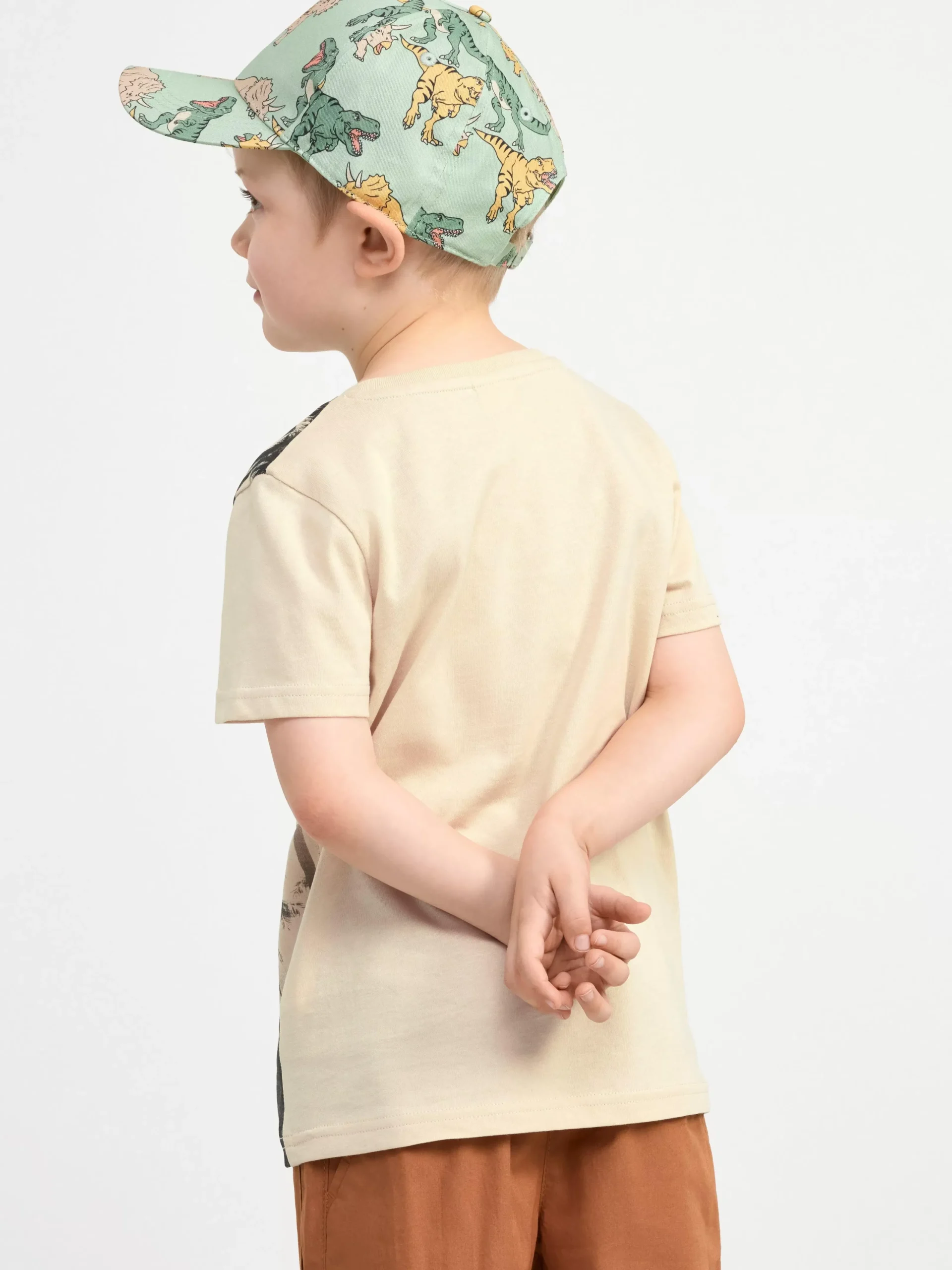 Toppar & T-Shirts>Lindex T-Shirt Med Dinosaurie Light Beige