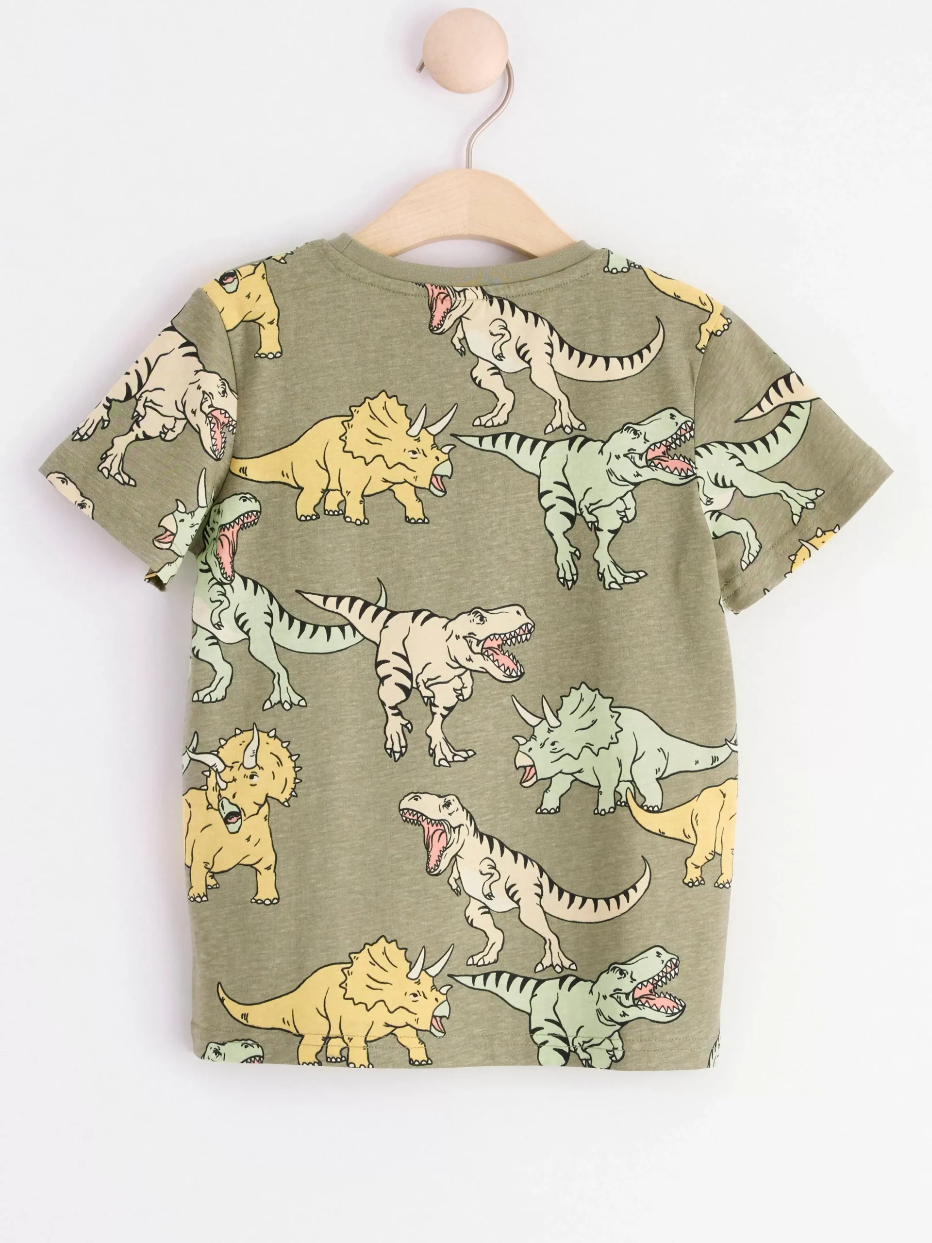 Toppar & T-Shirts>Lindex T-Shirt Med Dinosaurier Light Dusty Khaki