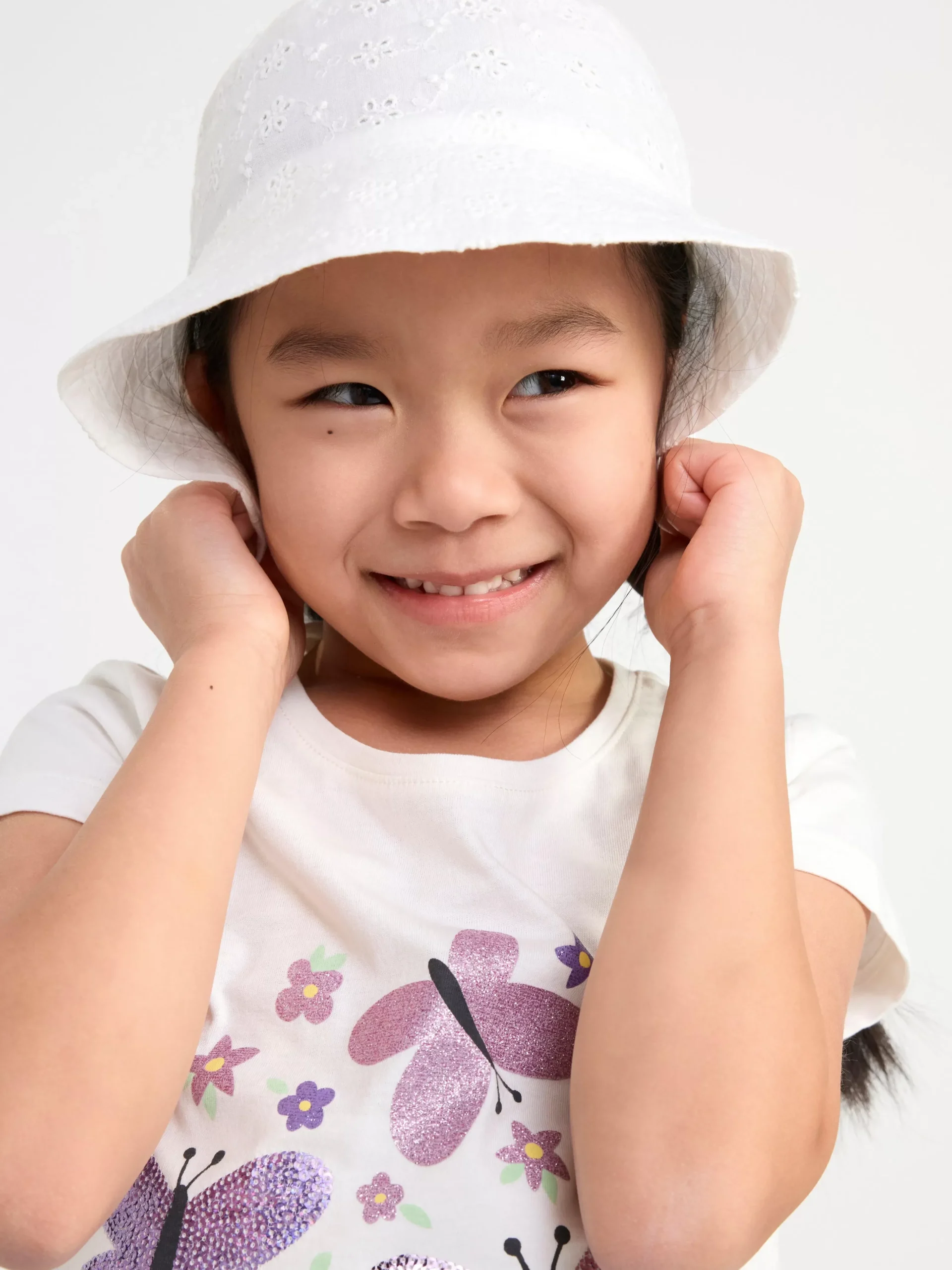 Toppar & T-Shirts>Lindex T-Shirt Med Fjarilar Light Dusty White