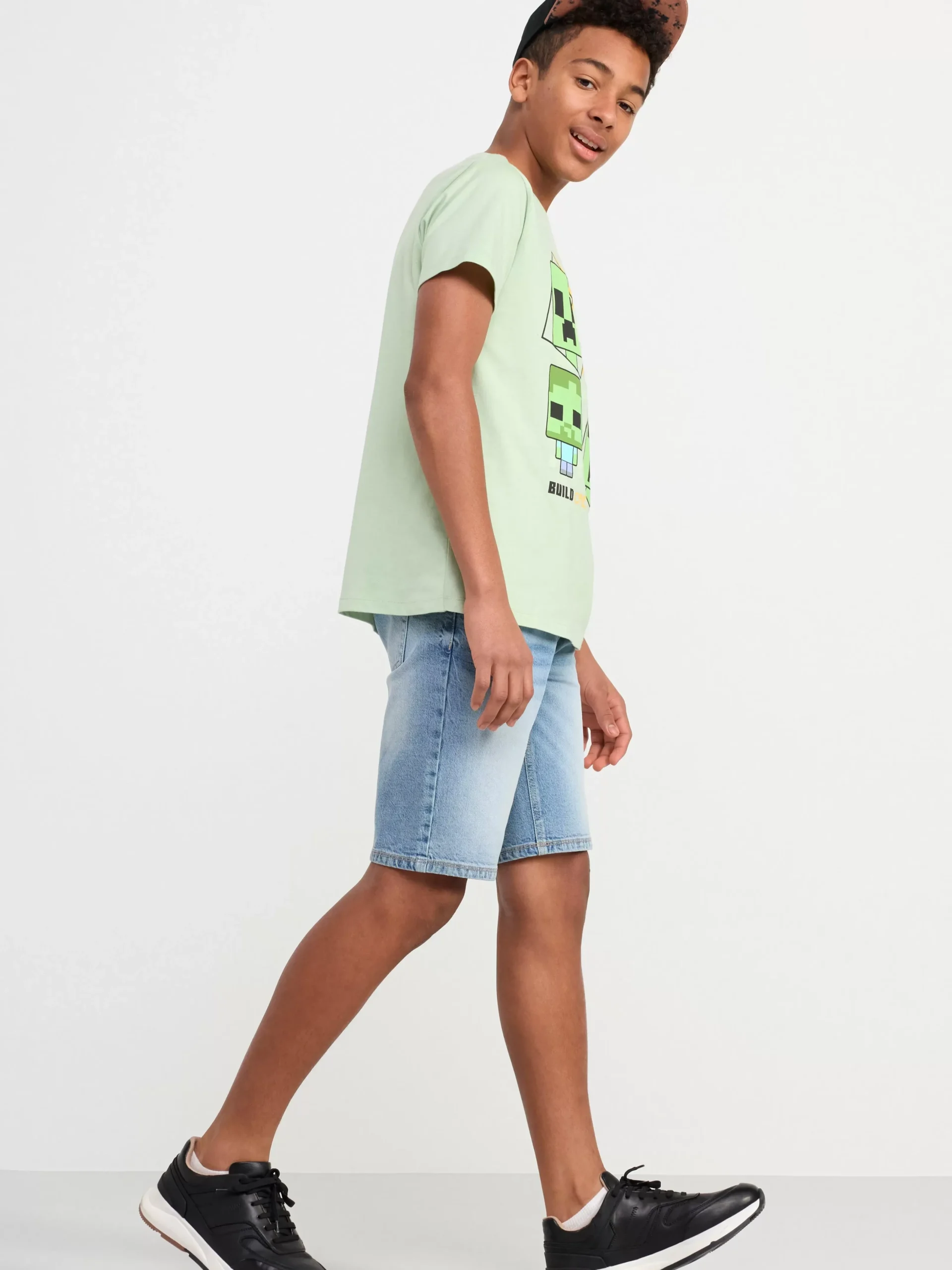 Toppar & T-Shirts>Lindex T-Shirt Med Minecraft Light Dusty Green