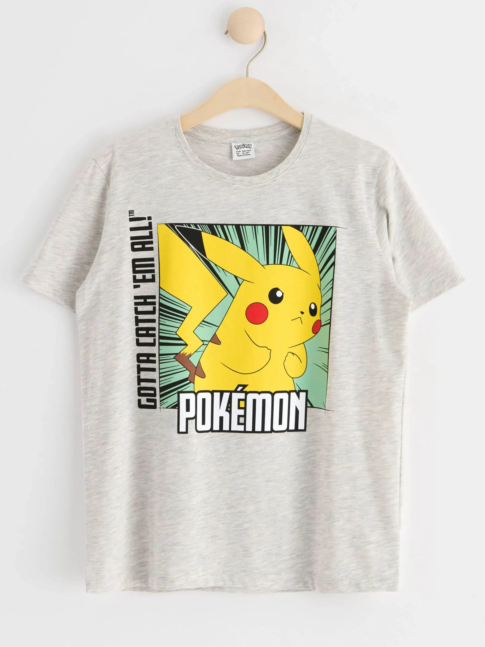 Toppar & T-Shirts>Lindex T-Shirt Med Pokemon Light Grey Melange