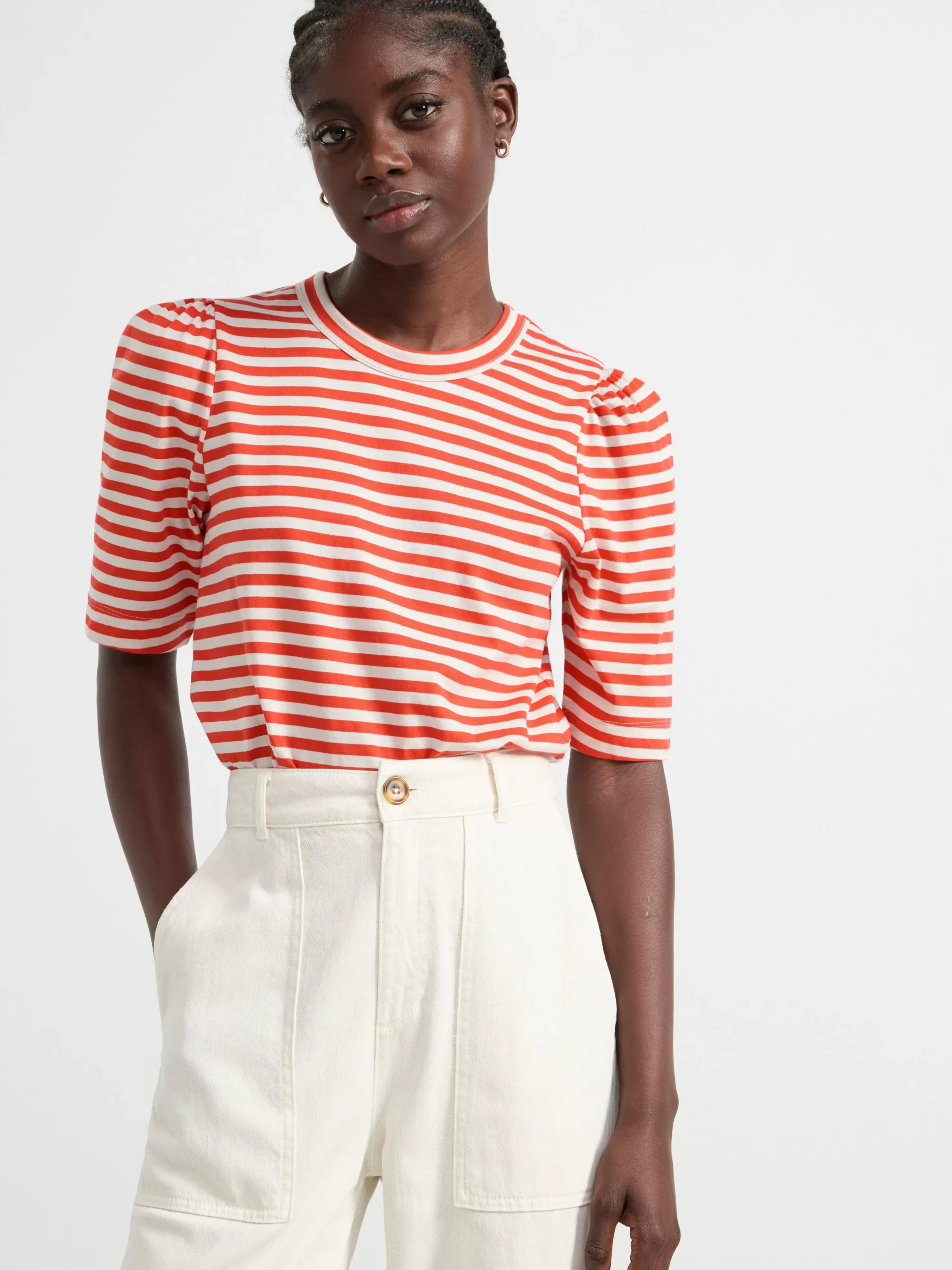 Toppar & T-Shirts>Lindex T-Shirt Med Puffarm I Bomull Strong Red
