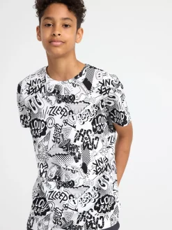 Toppar & T-Shirts>Lindex T-Shirt Med Tecknat Monster Off White