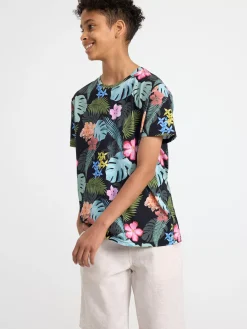 Toppar & T-Shirts>Lindex T-Shirt Med Tropiskt Monster Black