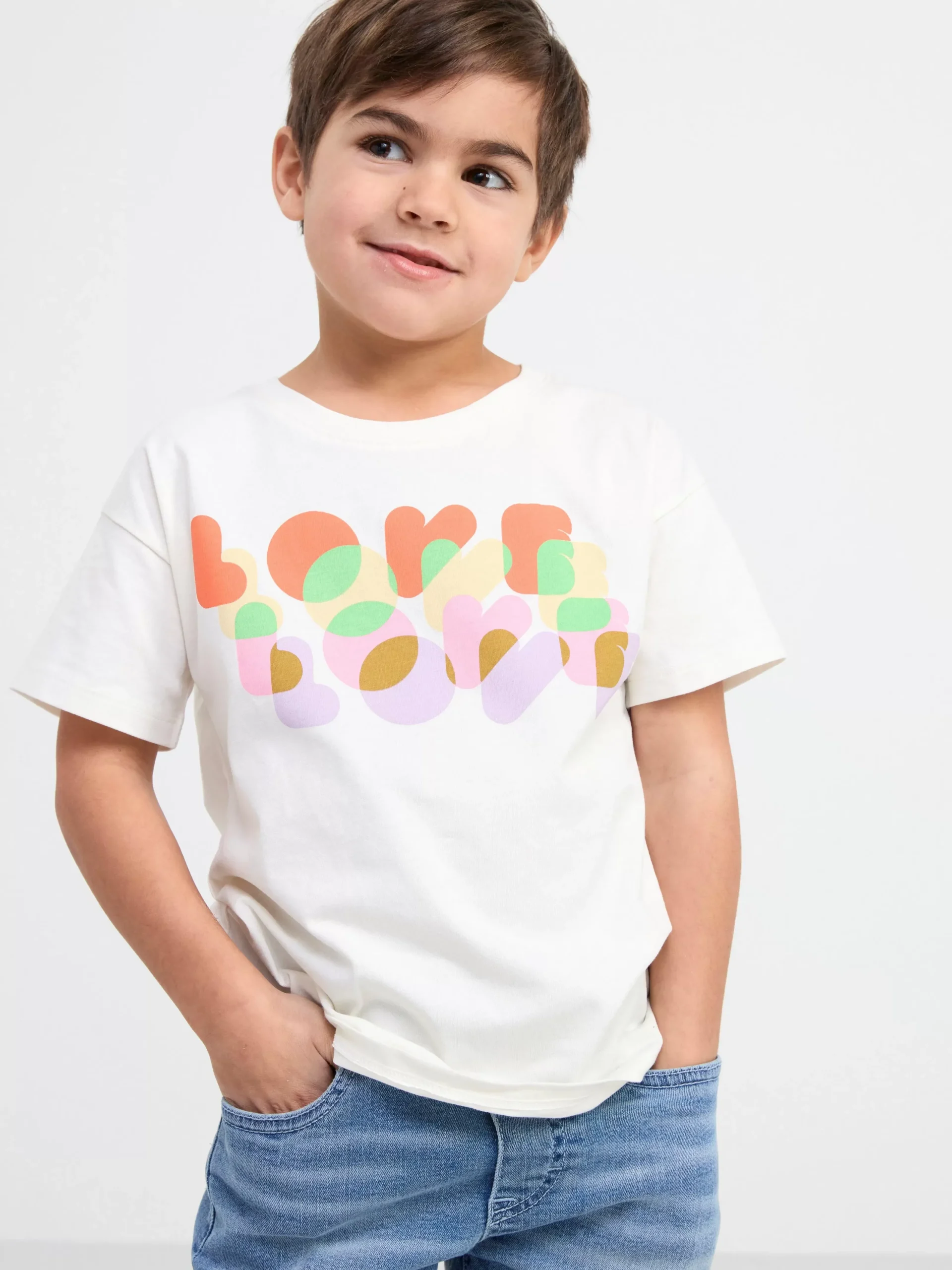 Toppar & T-Shirts>Lindex T-Shirt Med Tryck Light Dusty White