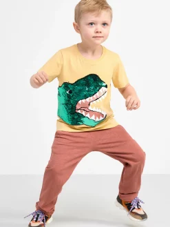 Toppar & T-Shirts>Lindex T-Shirt Med Vandbara Paljetter Light Dusty Yellow